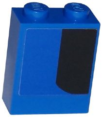 Lego Brick 1 x 2 x 2 with Inside Stud Holder with Curved Thick Black Stripe Pattern Model Right Side (Sticker) - Set 75875 / Blue