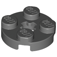 Lego Plate Round 2 x 2 with Axle Hole Type 1 (+ Opening) / Dark Bluish Gray