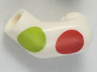 Lego Arm, Left with Large Red and Lime Polka Dots Pattern / White