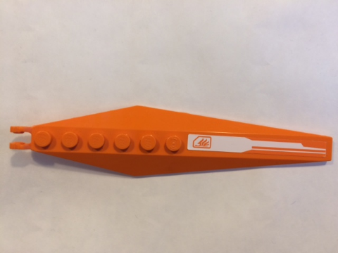 Lego Hinge Plate 3 x 12 with Angled Side Extensions and Tapered Ends with Orange Quad Wing Pattern (Sticker) - Set 8108