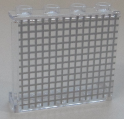 Lego Panel 1 x 4 x 3 with Side Supports - Hollow Studs with Mesh Grille Pattern (Sticker) - Set 42100 / Trans-Clear