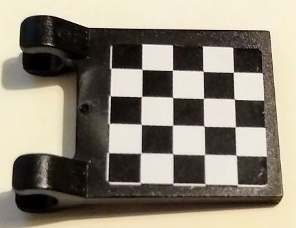 Lego Flag 2 x 2 Square with Flat Edge with Checkered Pattern on Both Sides, Black Corners (Stickers)