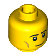Lego Minifig Head Policeman, Eyebrows, Eyelashes, Cheek Dimples, Smile Print [Blocked Open Stud]