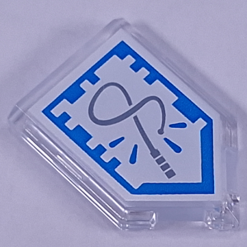 Lego Tile Special 2 x 3 Pentagonal with Nexo Power Shield Print - Silver Whip