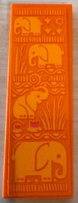 Lego Tile 2 x 6 with Bright Light Orange Grass, Elephants, Flowers and Reeds Pattern (Sticker) - Set 41717 / Orange