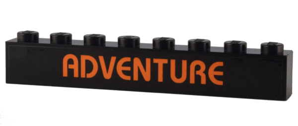 Lego Brick 1 x 8 with Orange 'ADVENTURE' Pattern (Sticker) - Set 10306