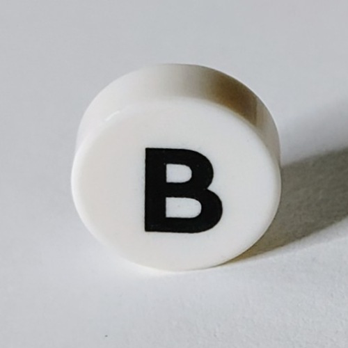 Lego Tile Round 1 x 1 with Black 'B' print