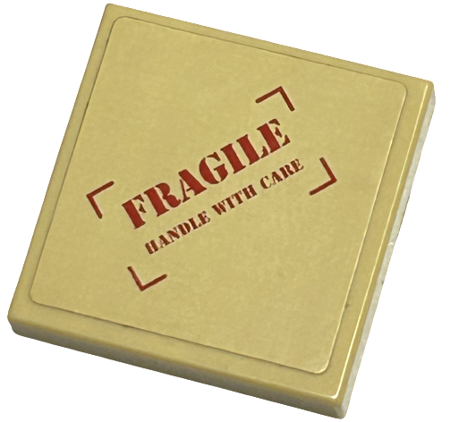 Lego Tile 2 x 2 with 'FRAGILE HANDLE WITH CARE' Pattern (Sticker) - Sets 8196 / 8199
