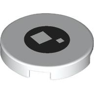 Lego Tile Round 2 x 2 with Brickheadz Eye Print / White