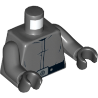 Lego Torso Jacket with Black Belt with Silver Buckle Print, Dark Bluish Gray Arms, Black Hands / Dark Bluish Gray