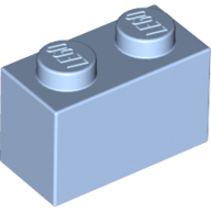 Lego Brick 1 x 2 / Bright Light Blue