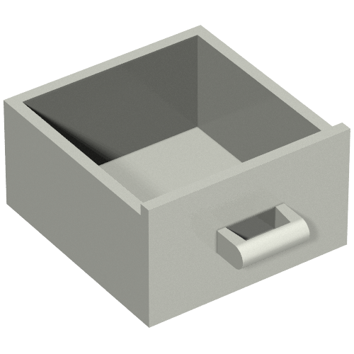 Lego Cupboard 4 x 4 x 4 Drawer, Open Handle / Pearl Light Gray