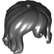 Lego Hair Short with Curl in Front, Hole on Top and Side / Black