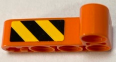 Lego Technic, Liftarm, Modified Bent Thick L-Shape 2 x 4 with Black and Yellow Danger Stripes Pattern on Inside Model Left Side (Sticker) - Set 42062