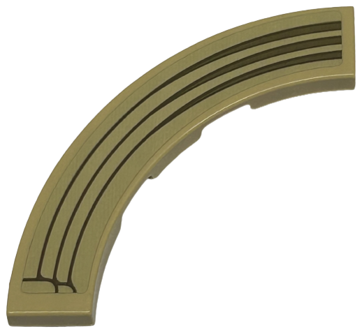 Lego Tile, Round Corner 4 x 4 Macaroni with Dark Tan Curved Arch Pattern Model Left Side (Sticker) - Set 76413