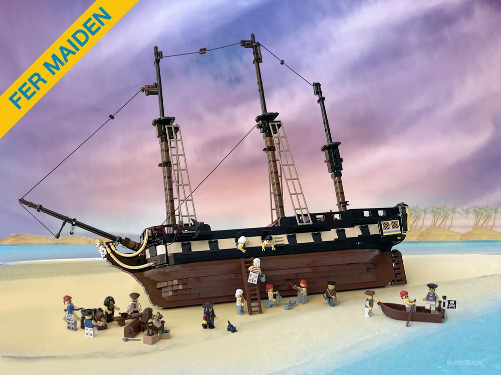 Lego Fer Maiden Frigate Lower Hull and Stand