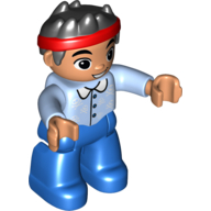 Lego Duplo Figure with Spike Hair and Headband, with Shirt with Collar Print (Jake) / Bright Light Blue