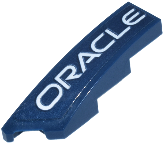 Lego Wedge 4 x 1 Left with White 'ORACLE' Logo Pattern (Sticker) - Set 77243