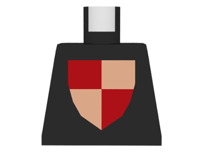 Lego Torso Castle Classic Shield Quartered Red/Yellow Pattern / Black