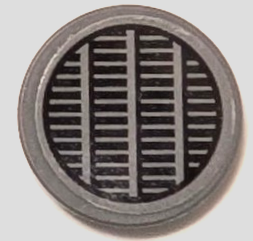 Lego Tile, Round 2 x 2 with Bottom Stud Holder with SW Dark Falcon Grille with Dark Bluish Gray Border Pattern (Sticker) - Set 75389