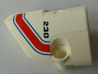 Lego Technic, Panel Fairing # 1 Small Smooth Short, Side A with Blue, Red and White Stripes and '230' Pattern (Sticker) - Set 8071