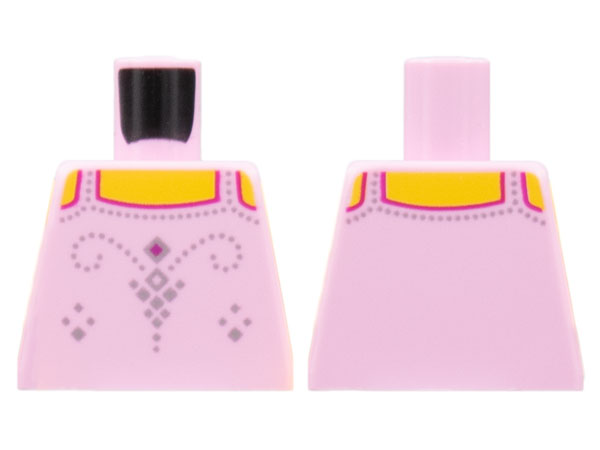Lego Torso Tank Top, Silver Dotted Filigree, Yellow Neck Pattern / Bright Pink