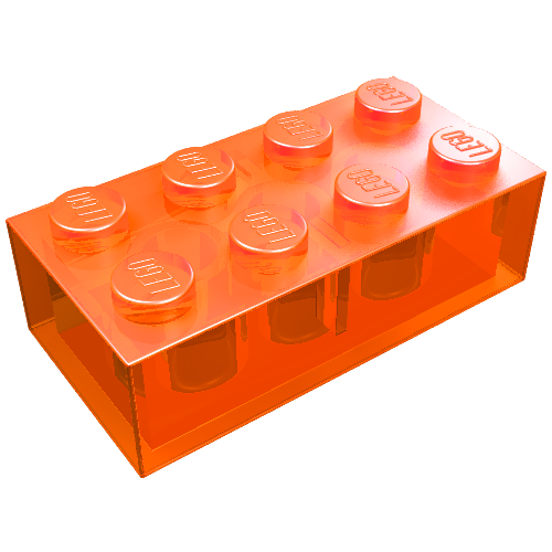 Lego Brick 2 x 4 / Trans-Neon Orange