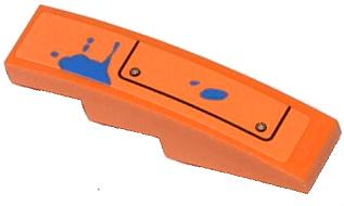 Lego Slope, Curved 4 x 1 with Hatch and Blue Paint Spots Pattern Model Right Side (Sticker) - Set 70808