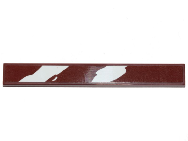 Lego Tile 1 x 8 with 2 Rugged White Diagonal Stripes on Reddish Brown Background Pattern (Sticker) - Set 75254