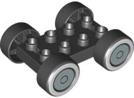 Lego Duplo Car Base 2 x 4 with Black Tires and Whitewall and Silver Hubcap Wheels Pattern (88760 / 88762c01pb02)