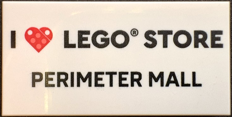 Lego Tile 2 x 4 with 'I Heart LEGO STORE PERIMETER MALL' Pattern