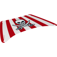 Lego Sail, Rectangle, 27 x 17 with Red Stripes, Skull and Crossed Swords Print
