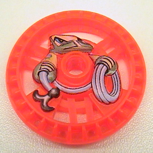 Lego Technic Disc 5 x 5 Notched, Rope Print / Trans-Neon Orange