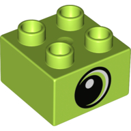 Lego Duplo Brick 2 x 2 with Eye Looking Left with White Pupil Print