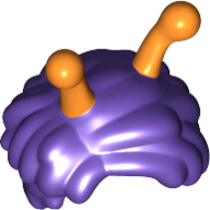 Lego Hair with Antennas, Orange Pattern / Dark Purple