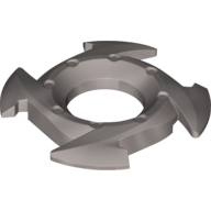 Lego Ring 4 x 4 with 2 x 2 Opening and 4 Arrow Ends (Ninjago Spinner Crown) / Flat Silver
