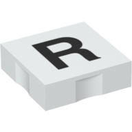 Lego Duplo Tile 2 x 2 with Capital 'R' Print / White