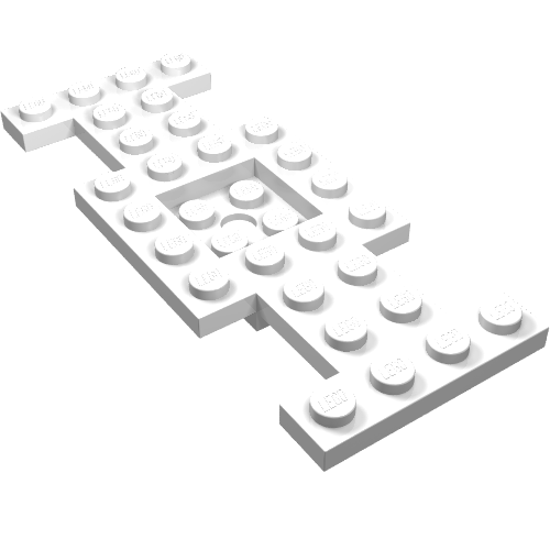 Lego Vehicle Base 4 x 10 x 2/3 with 2 x 2 Recessed Center with Center Hole, 1 x 2 Cutouts (Early Version) / White