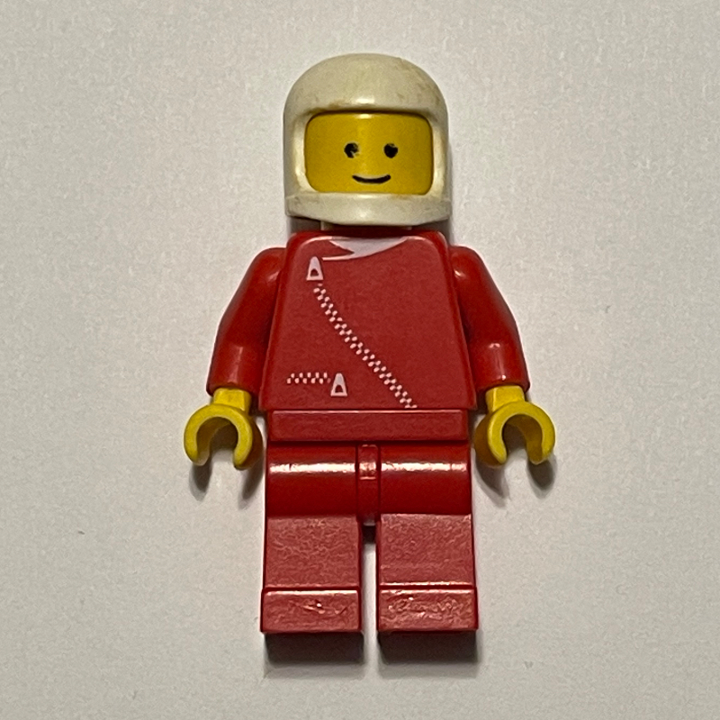 Lego Man, Red Jacket with Zipper, White Helmet
