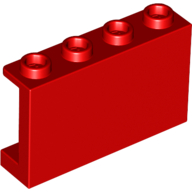 Lego Panel 1 x 4 x 2 with Side Supports - Hollow Studs / Red