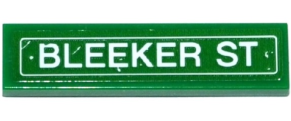 Lego Tile 1 x 4 with 'BLEEKER ST' Pattern (Sticker) - Set 76058