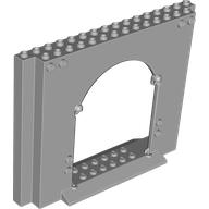 Lego Panel 4 x 16 x 10 with Gate with Red Gate, Tan Scrolls, Gold Dragons Print / White