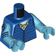 Lego Torso, Dark Blue Stripes Shirt, Tan Shark Teeth Necklace, Dark Blue Tattoos print, Medium Azure Arms and Hands / Blue