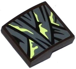 Lego Slope, Curved 2 x 2 x 2/3 with Dark Bluish Gray Wrappings with Yellowish Green Stains Pattern (Sticker) - Set 70737