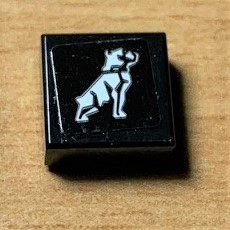Lego Tile 1 x 1 with White Dog / Bulldog Pattern (Sticker) - Set 42078