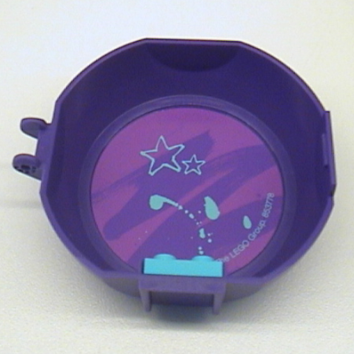 Lego Pod, Round, Half, Back with 1 x 2 Plate Medium Azure with Stars Sticker