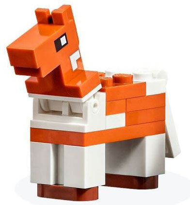 Lego Minecraft Horse, Dark Orange, White Spots on Neck - Brick Built