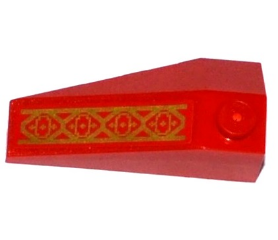 Lego Wedge 4 x 2 Triple Right with Gold Geometric Pattern (Sticker) - Set 70738 / Red