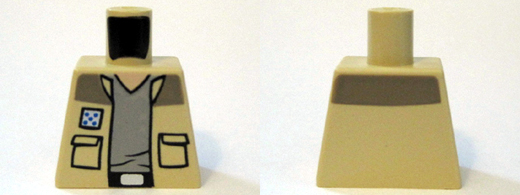 Lego Torso SW Shirt Open with Pockets and Gray T-Shirt Pattern (Captain Antilles) / Tan