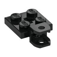 Lego Plate Special 2 x 2 with Towball Socket, Short, Flattened with Holes and Axle Hole in Center / Black